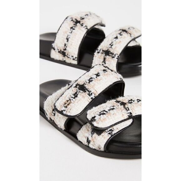Anine Bing Sid Sandals Straps Beige Plaid Boucle Tweed 40 NEW - Picture 5 of 16